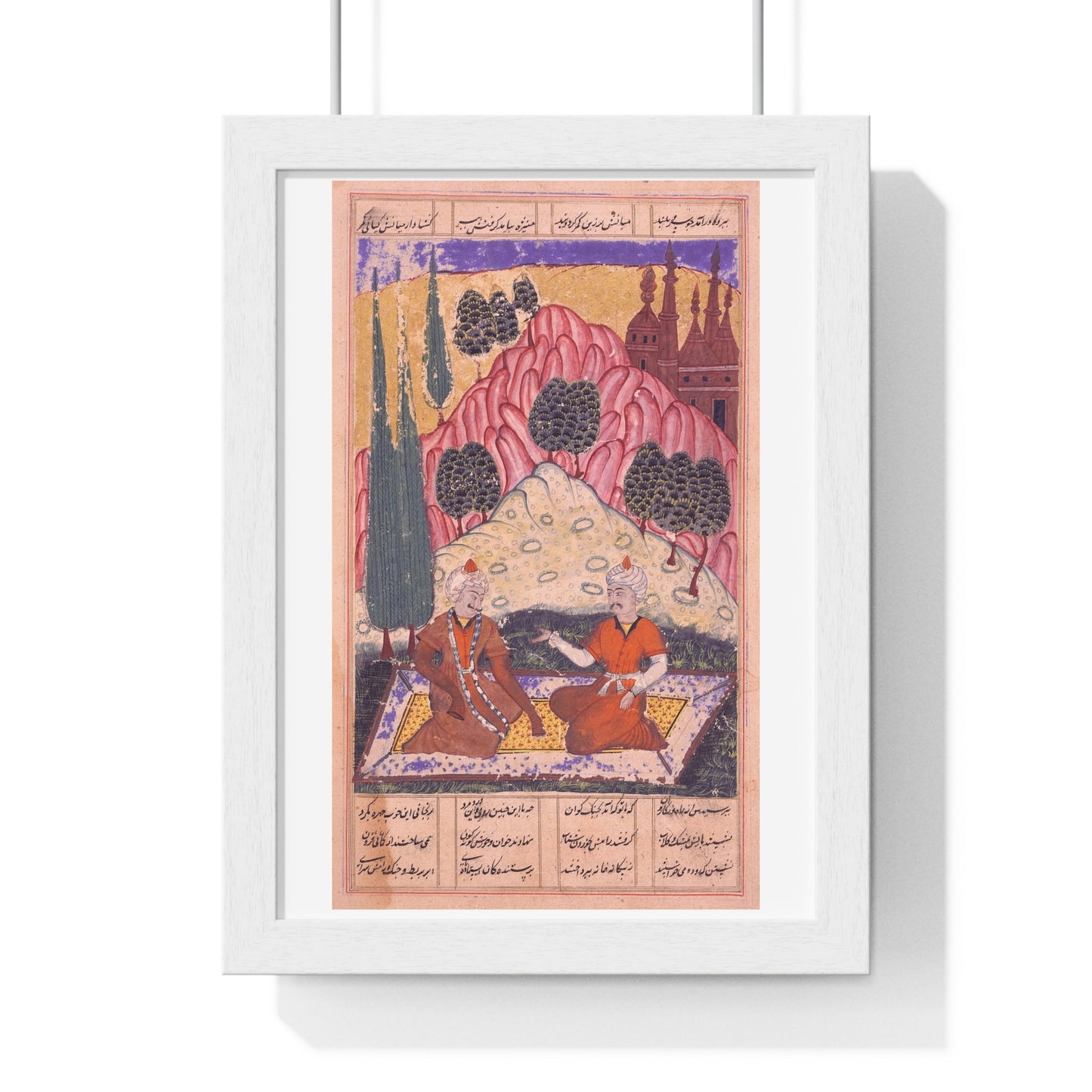 Persian 11th Century Art, Gorgin Leads Bizhan Astray, Folio from the Shahnama 'Book of Kings' Framed Print