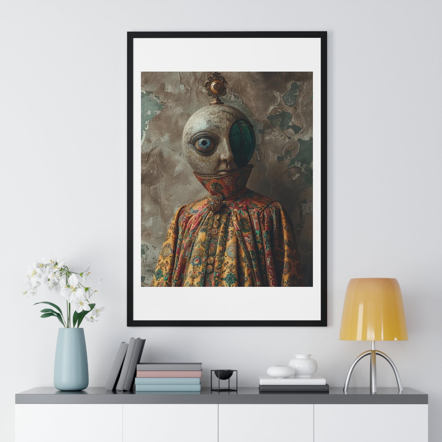 Head Replacement III, Abstract Art 'Designed by AI', Framed Art Print