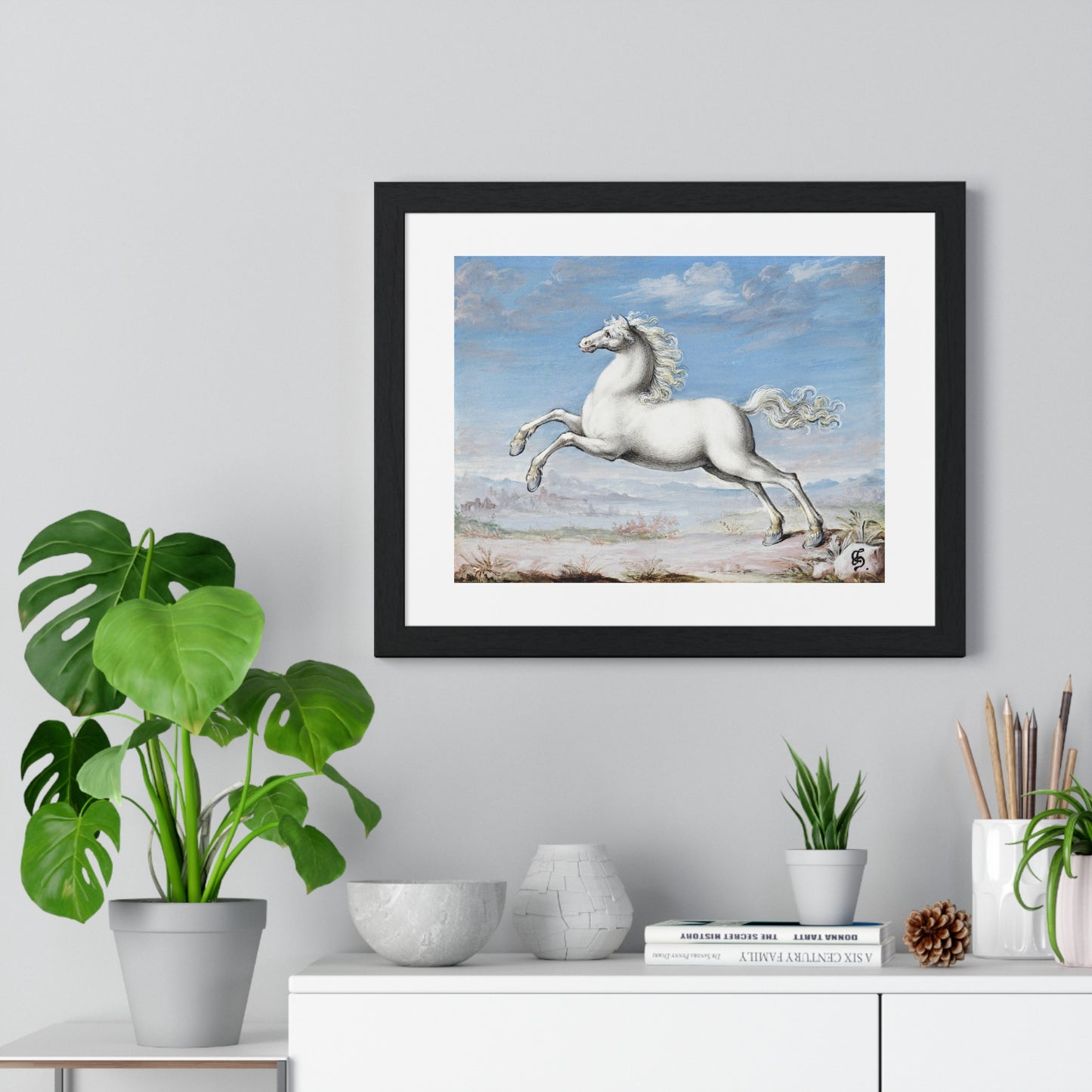 White Horse (1552–1601) by Joris Hoefnagel, from the Original, Framed Art Print