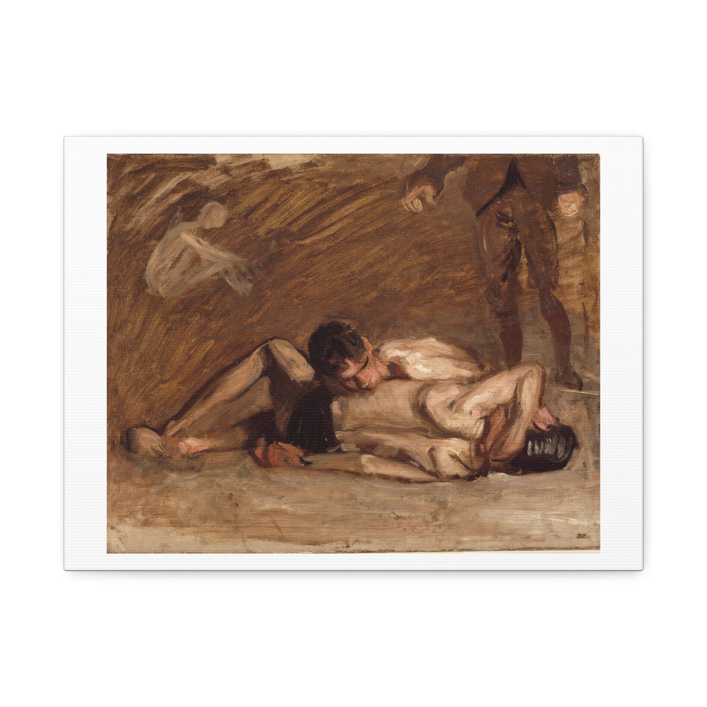 Wrestlers (1899) by Thomas Eakins, from the Original, Art Print on Canvas