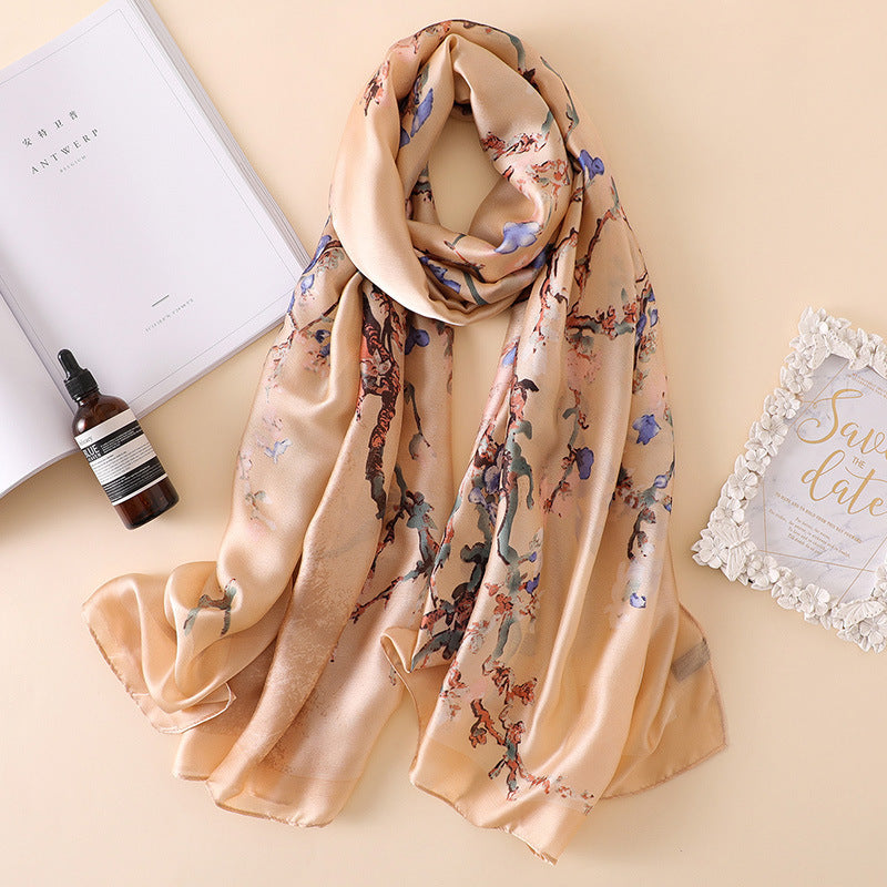 Summer Sunscreen Very-Large Silk Shawl Scarf