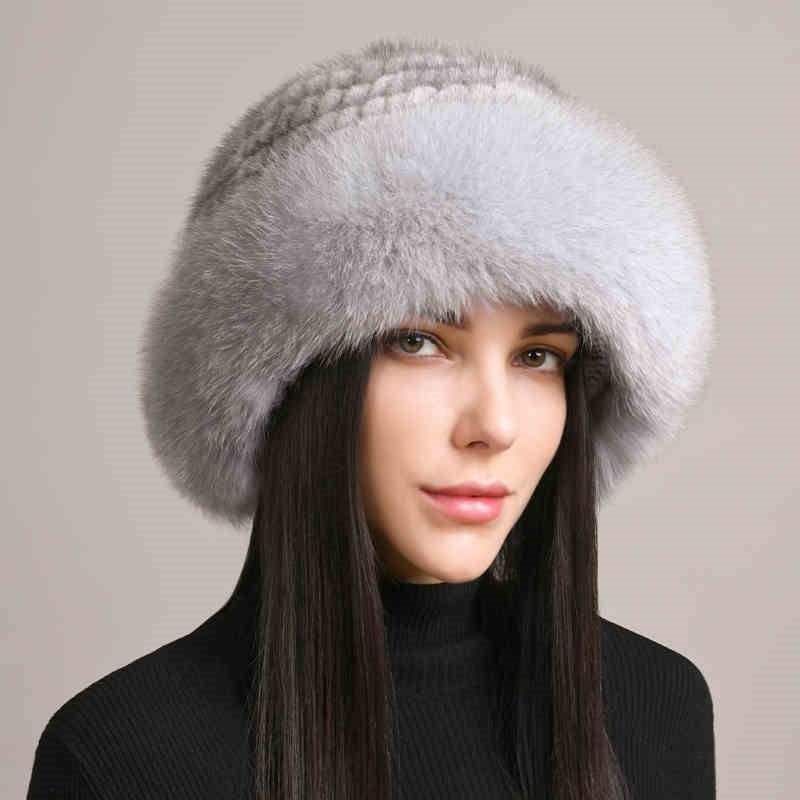 Mink Fur Hat Women's Braided Fur Winter Hat