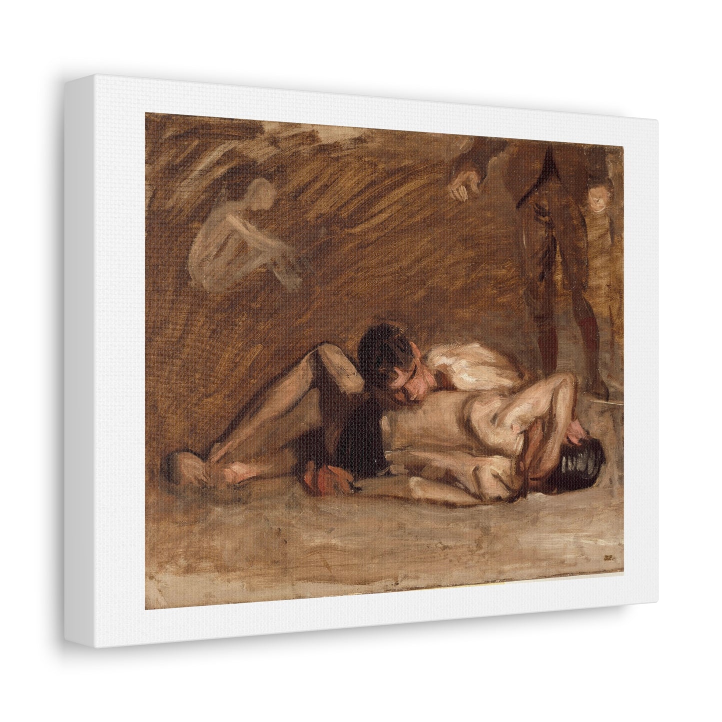 Wrestlers (1899) by Thomas Eakins, from the Original, Art Print on Canvas
