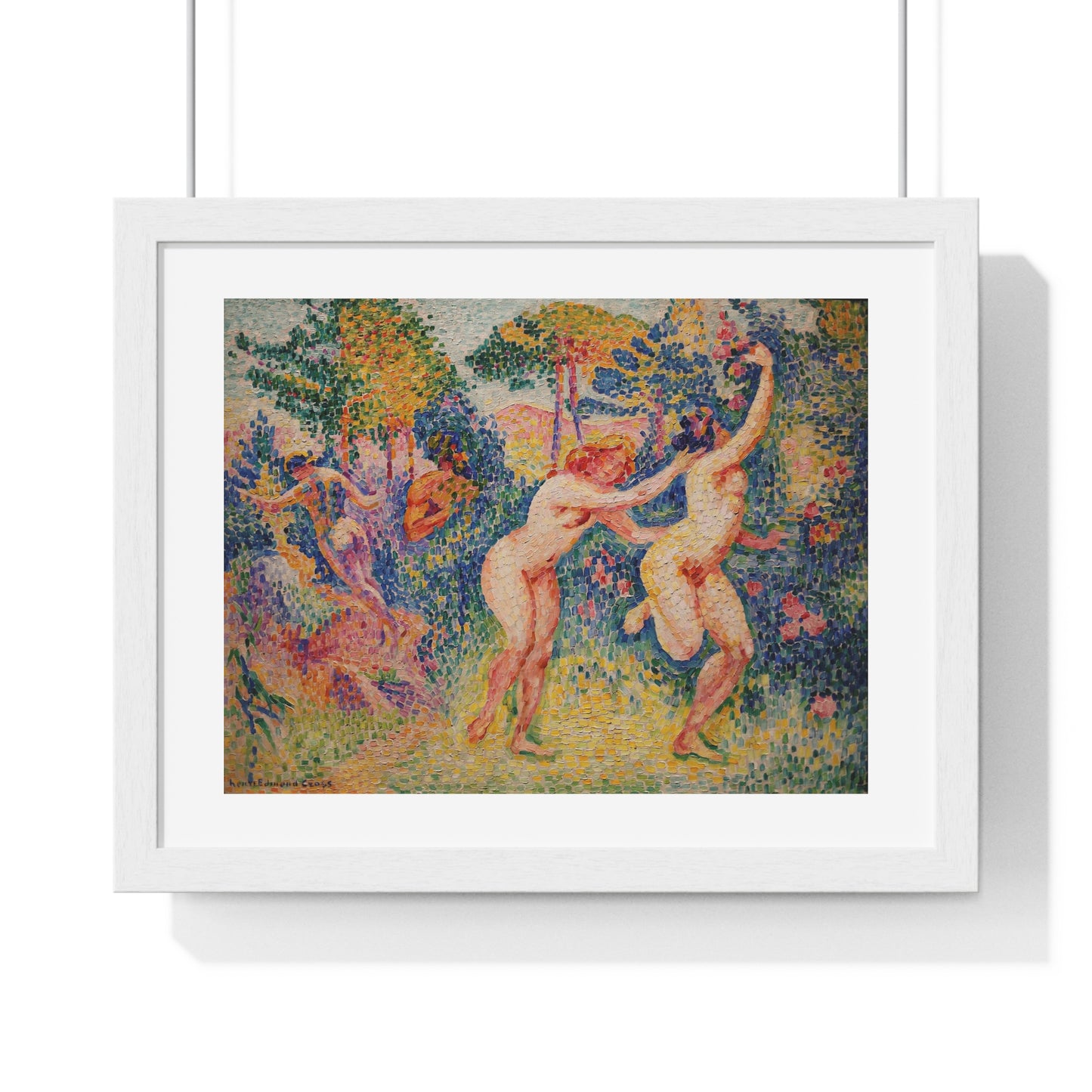 Giclée Print Depicting Two Running Nymphs (1906) by Henri-Edmond Cross from the Original, Framed Art Print