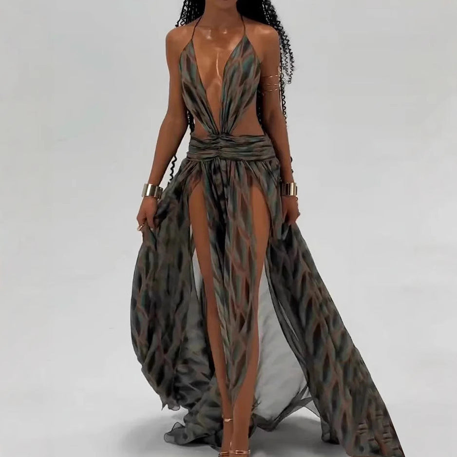 Vireous Women's Summer Hollow-Out Camisole Long Dress