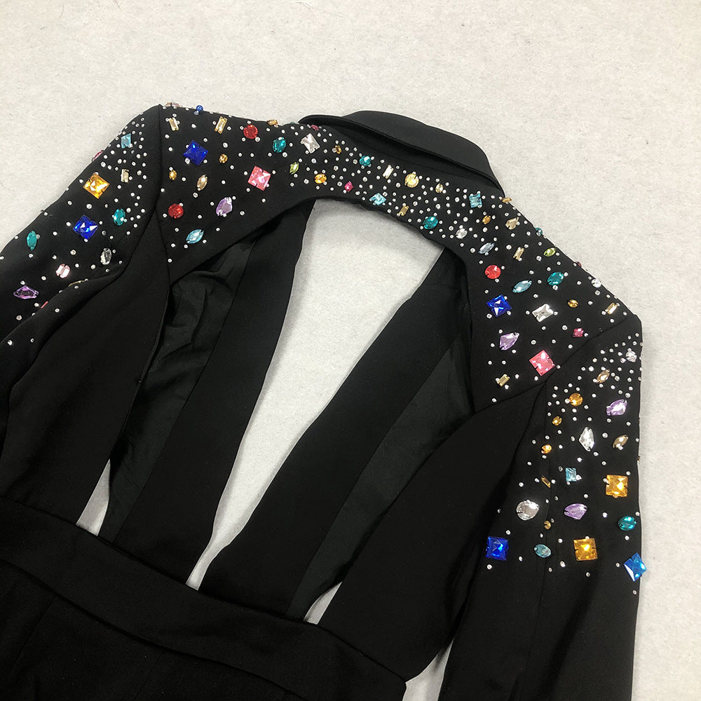 Avant Garde Evening Casual Beaded Diamond Women's Jumpsuit