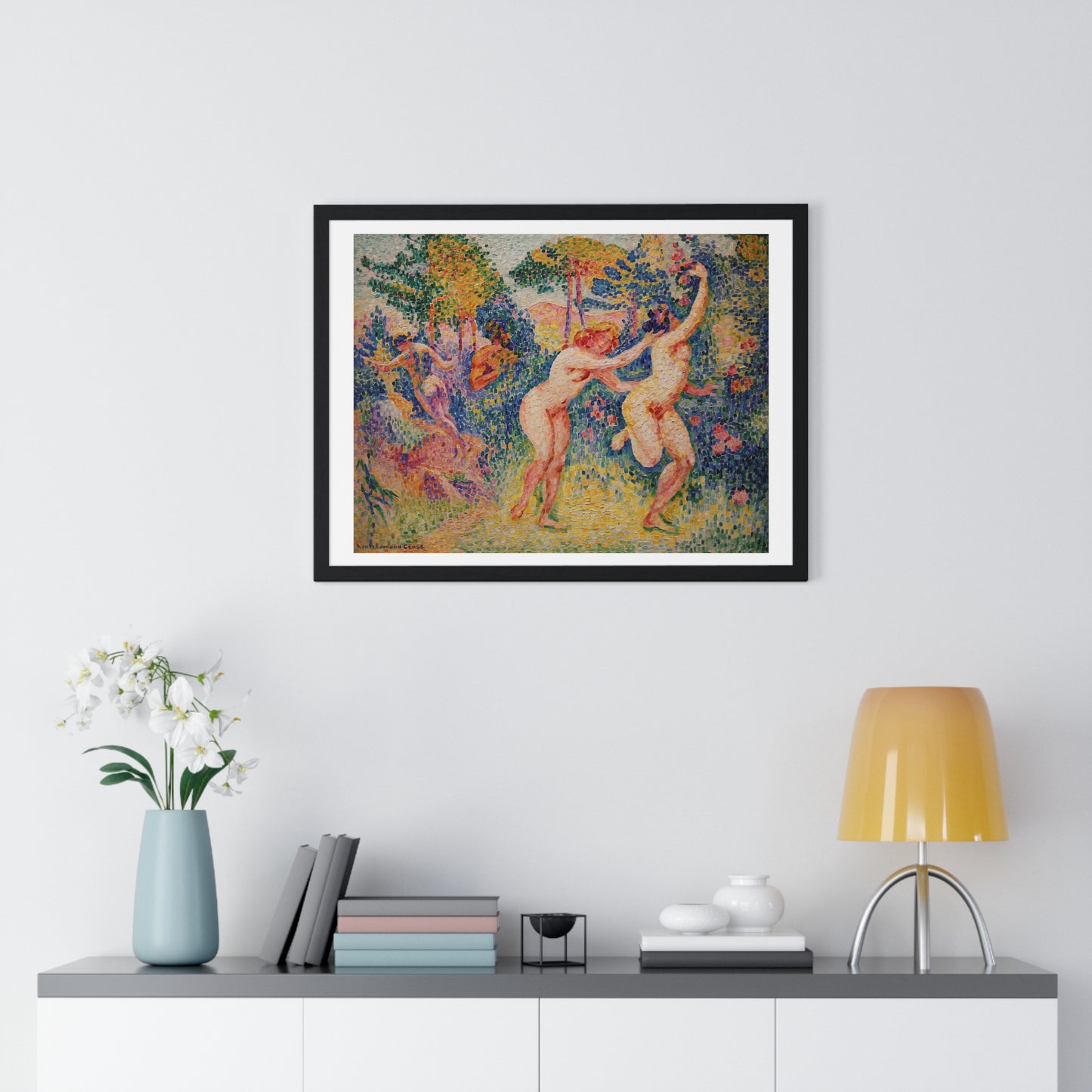 Two Running Nymphs 'La Fuite des Nymphes' (1906) by Henri-Edmond Cross, from the Original, Framed Art Print