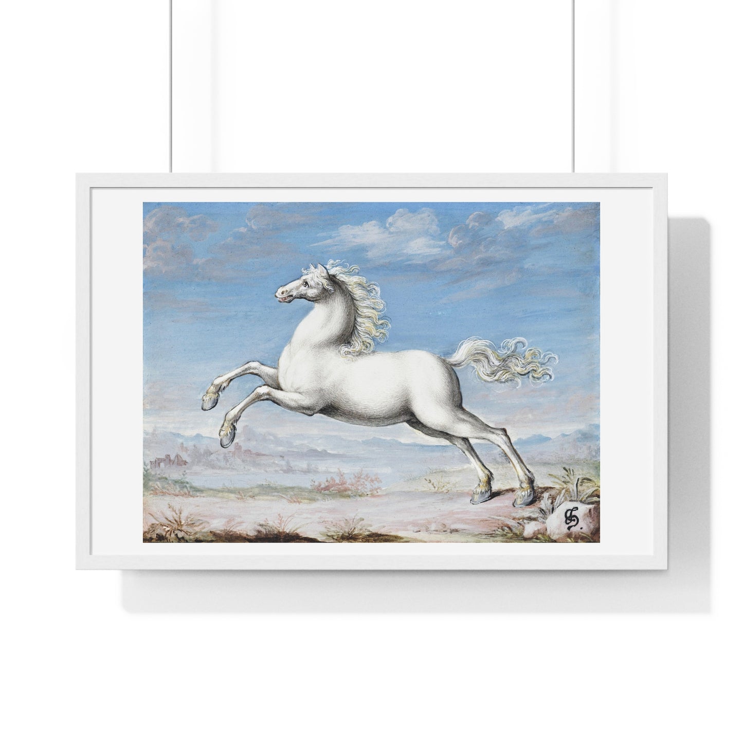 White Horse (1552–1601) by Joris Hoefnagel, from the Original, Framed Art Print