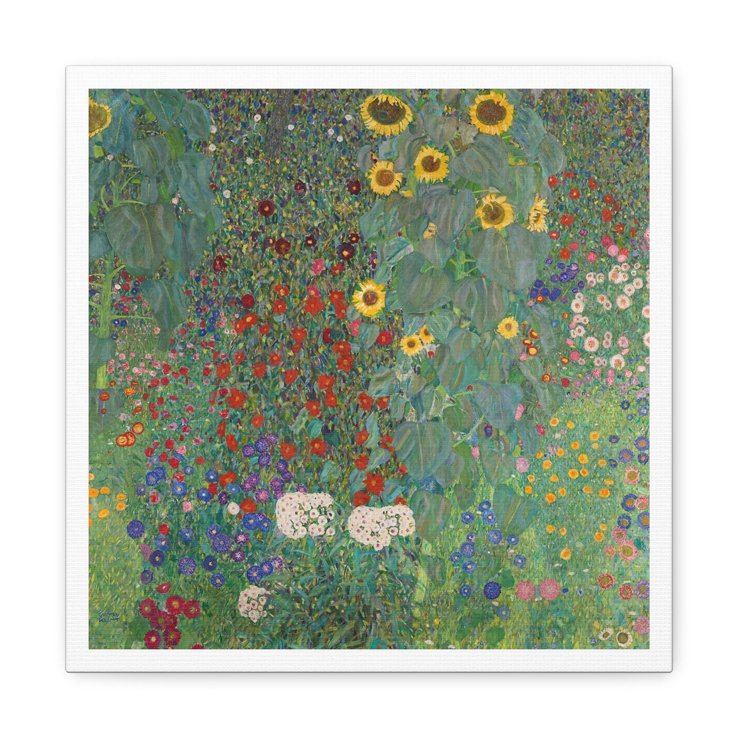 Farm Garden with Sunflowers (1907) by Gustav Klimt, from the Original, Art Print on Canvas