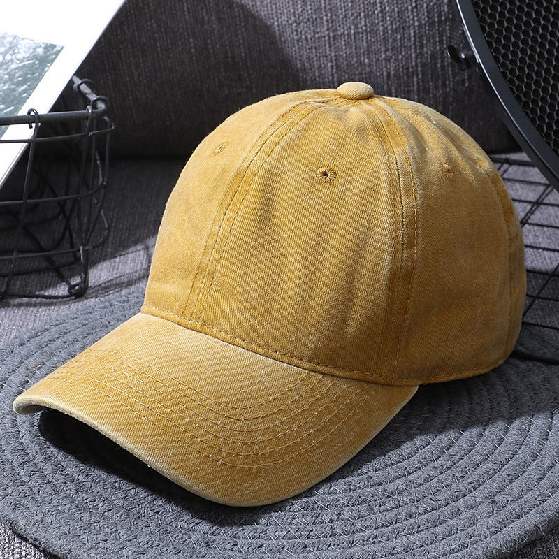 Washed Distressed-Look Simple Baseball Cap Unisex, Multi Colours