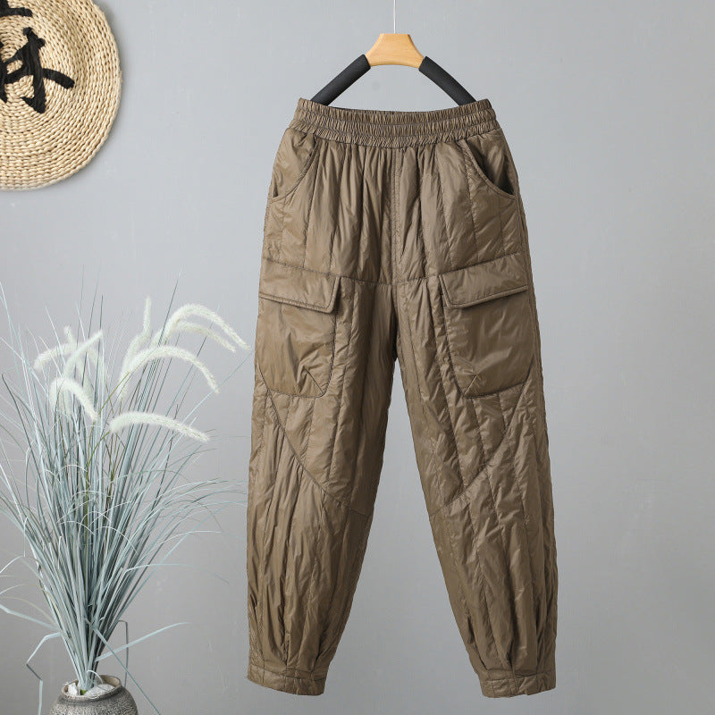 Quilted Cotton Pants, Women's Windproof Warm Sports Pants