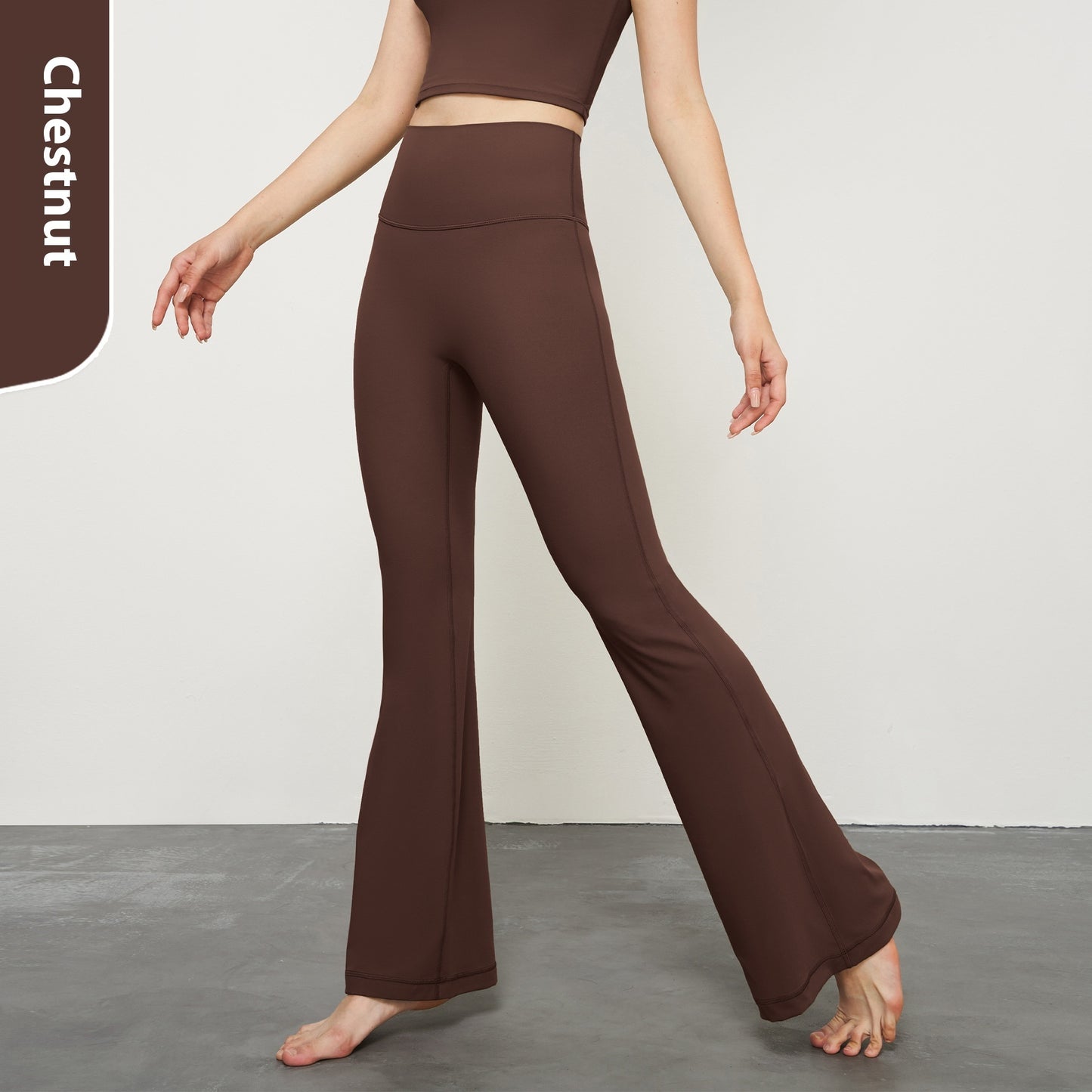 Nude-Feel Wide-Leg Skinny Yoga Pants, High-Waist Sports Leggings