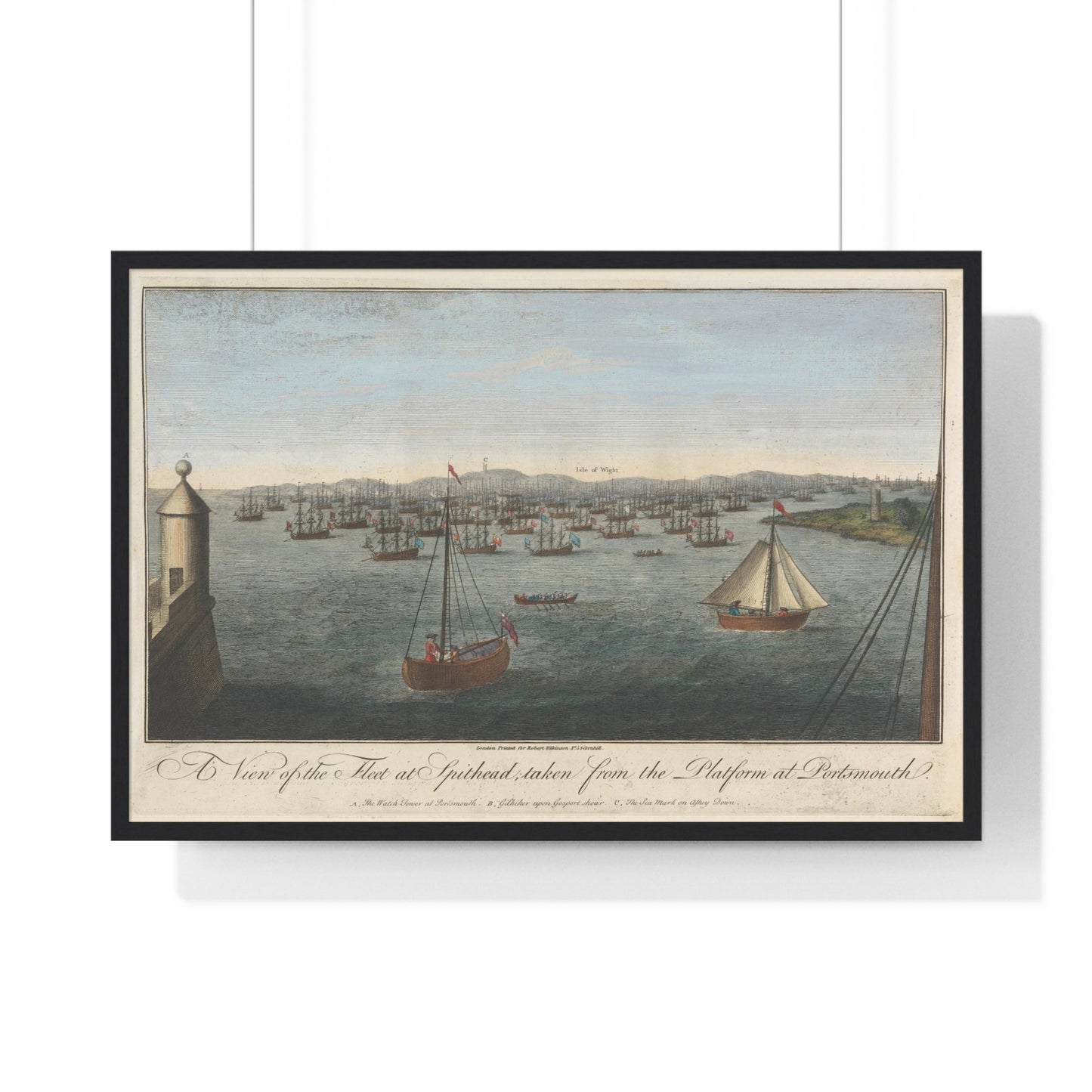 A View of the Fleet at Spithead, Taken from Stone Common near Exbury Distant Upwards of Three Leagues, from the Original, Framed Art Print