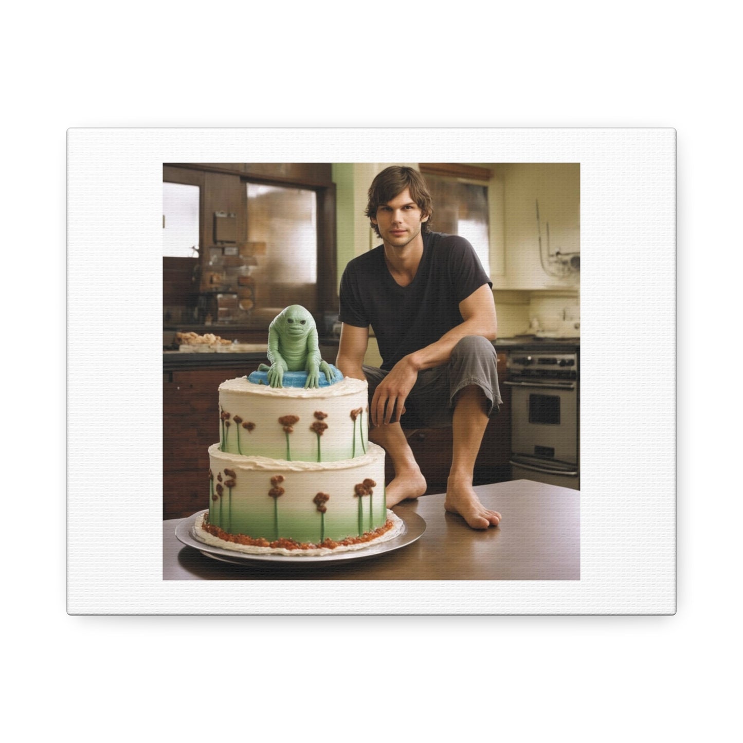 Ashton Kucker With Cool Cakes 'Designed by AI' Art Print on Canvas