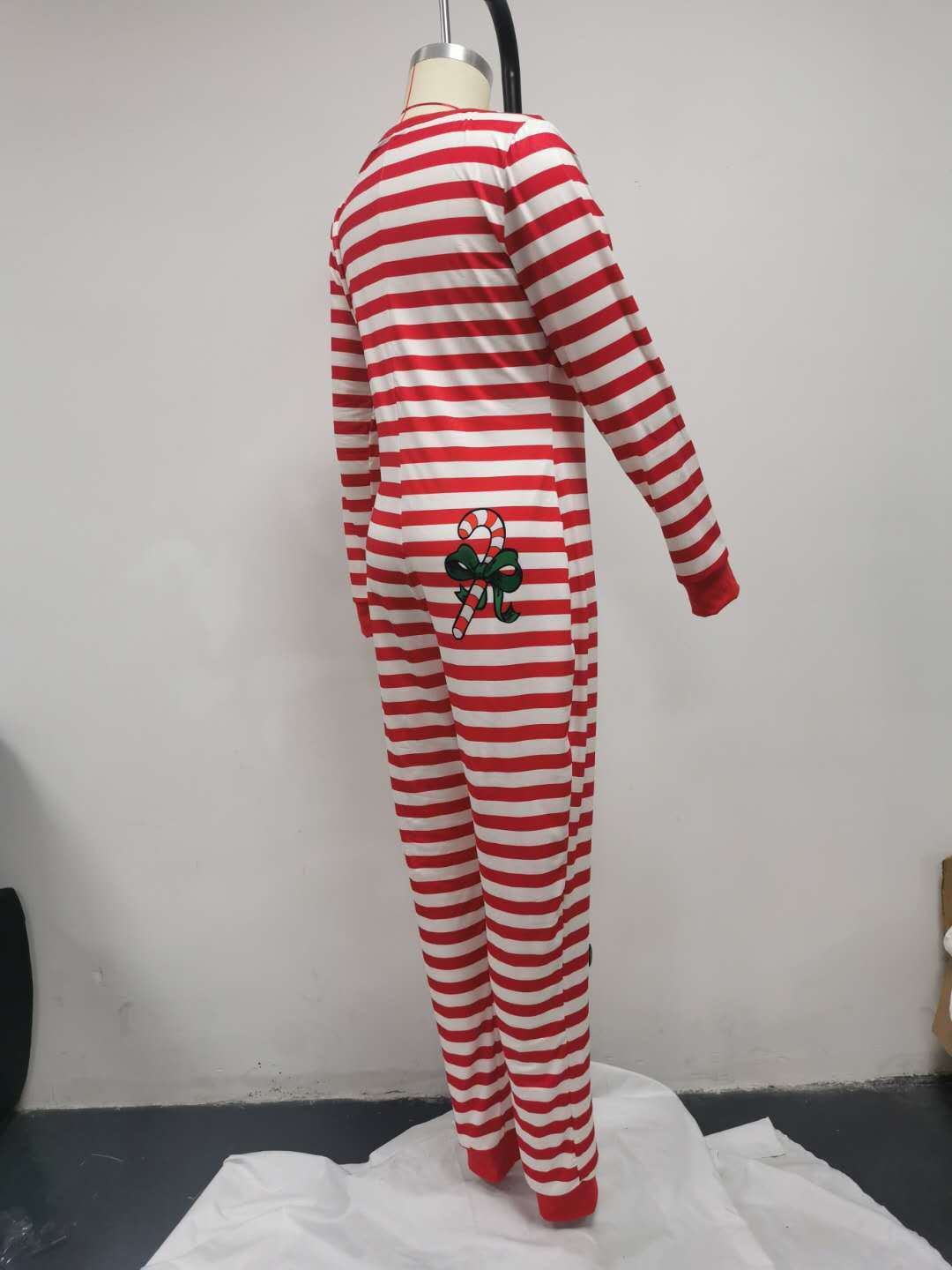 Vibrant Striped Homewear Rompers, Long Sleeve Jumpsuit