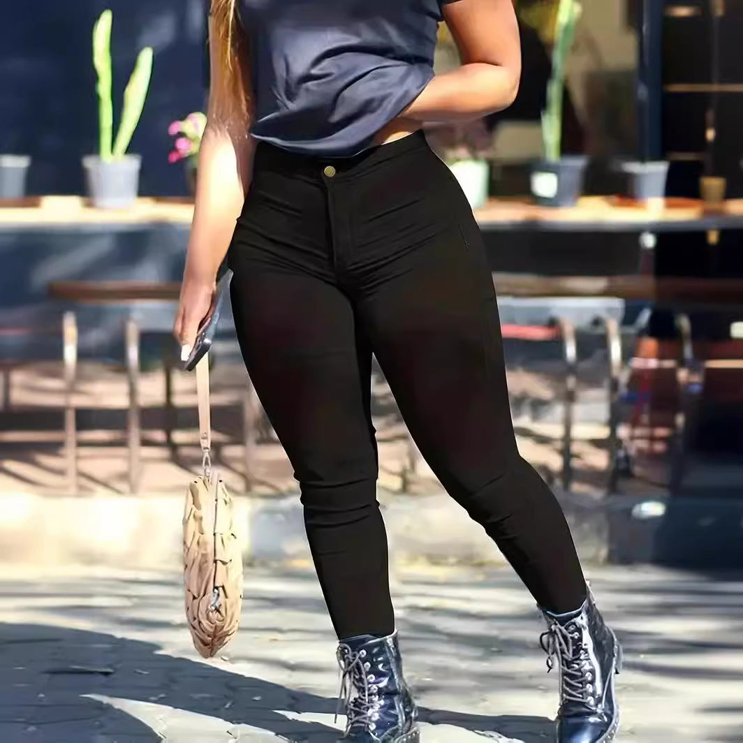 Classic Fleece-Lined Thickened Elastic Tight Leggings Jeans