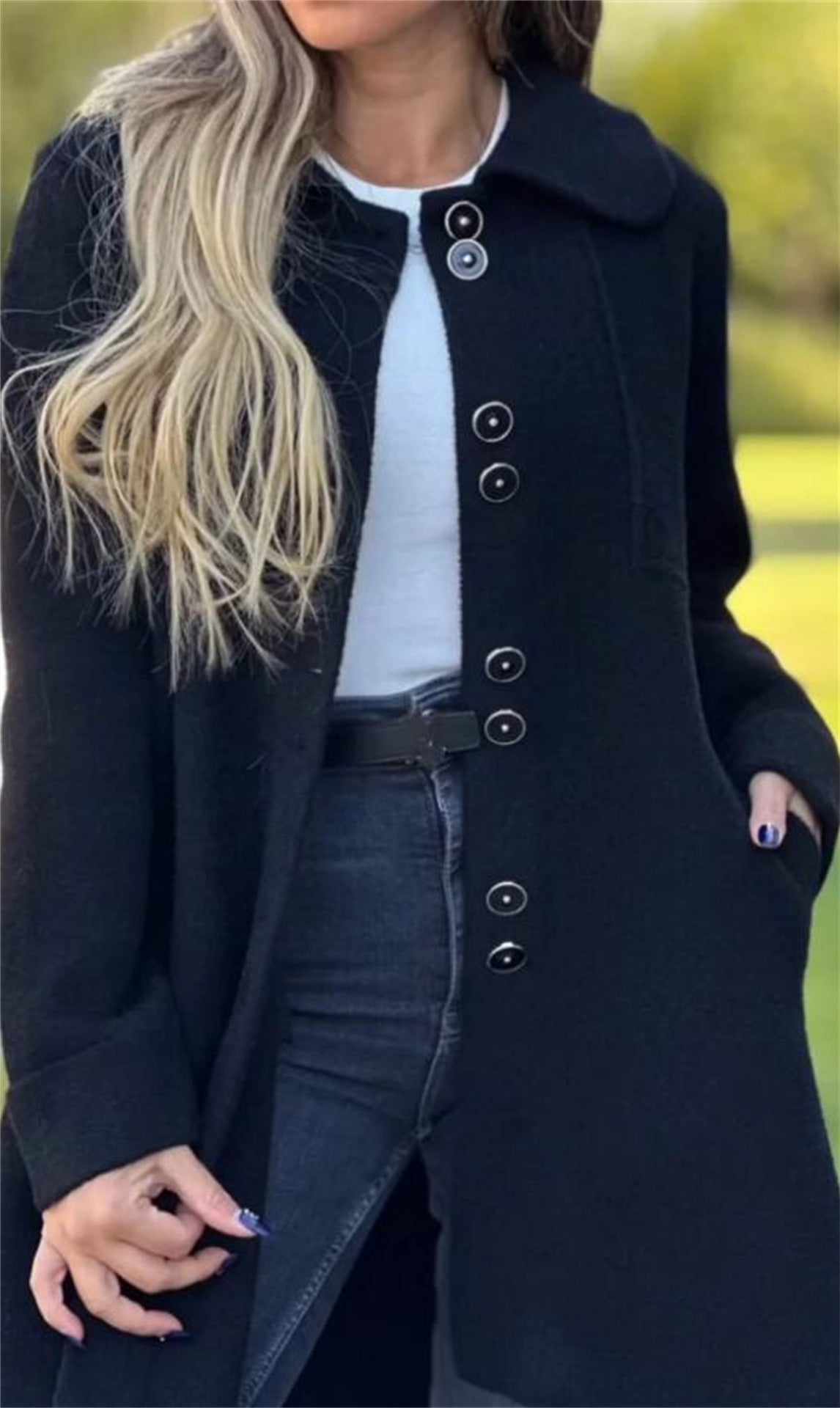 Vireous Women's Single-Breasted Fleece Thermal Long Jacket, Plus Sizes