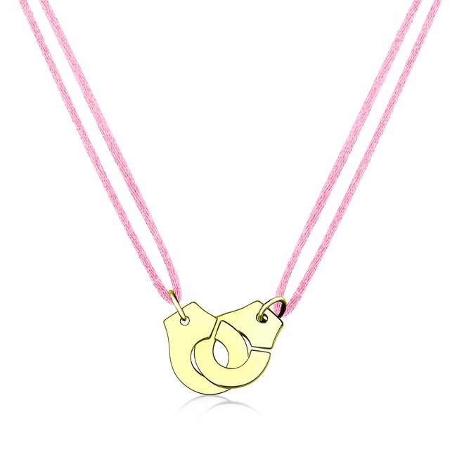 Handcuff Pendant Necklace, 925 Sterling Silver with Adjustable Cord