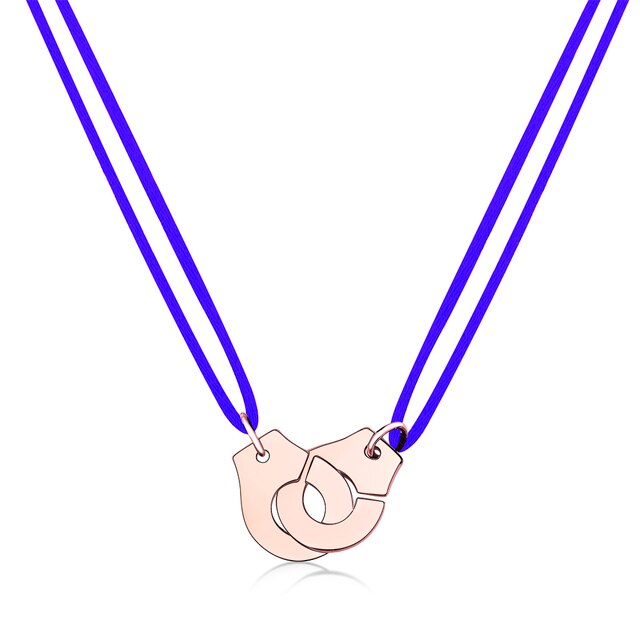 Handcuff Pendant Necklace, 925 Sterling Silver with Adjustable Cord