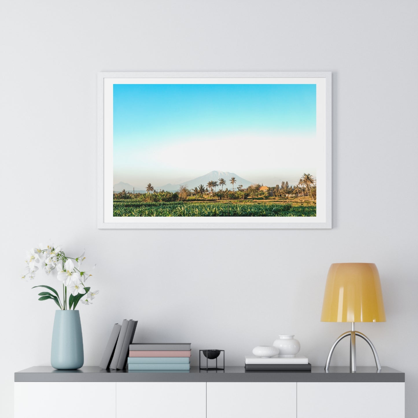 Holy Volcano Agung, Bali Island, Indonesia, Photographer Unknown, from the Original, Framed Print