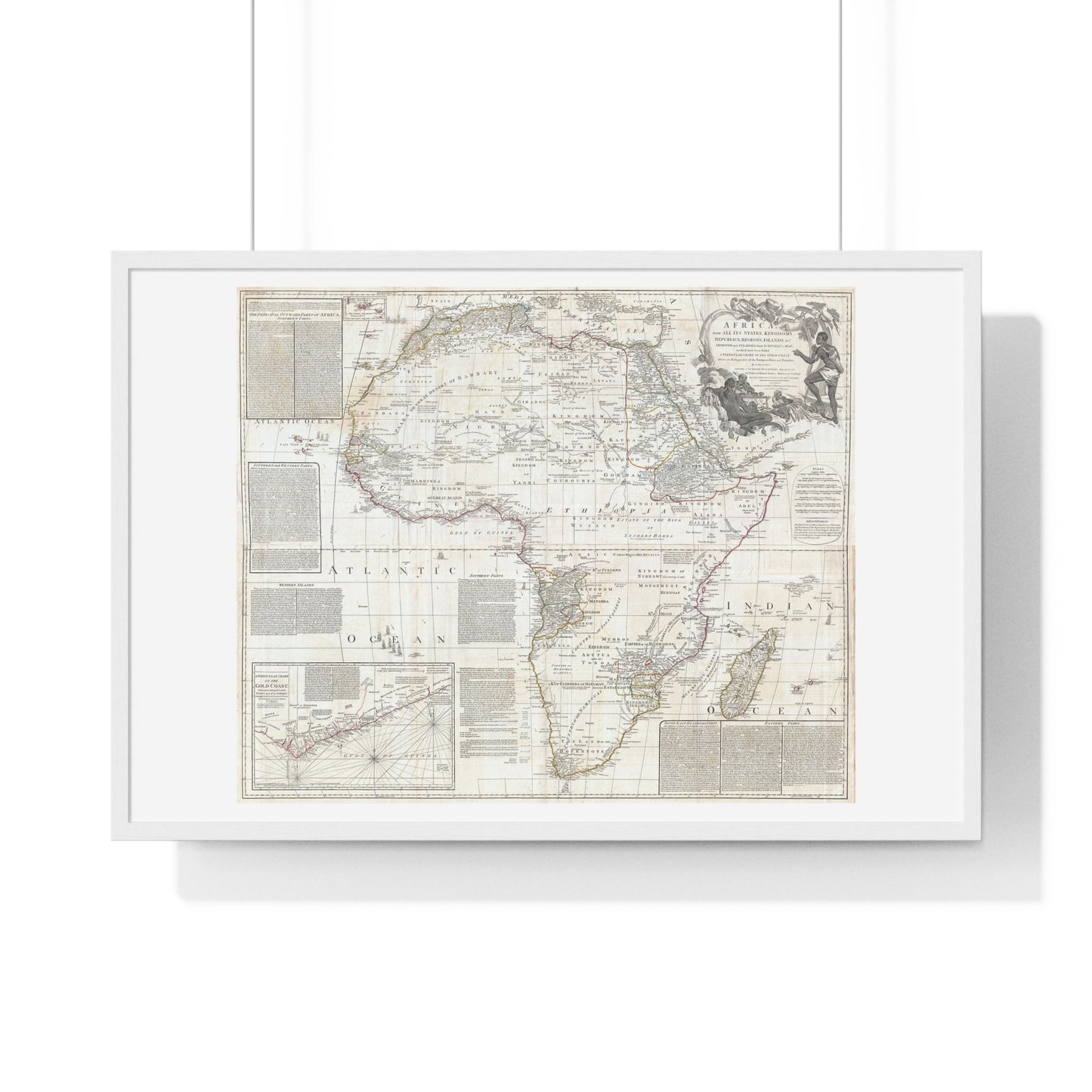 Historically Significant Map of Africa (1794) by Samuel Boulton, from the Original, Framed Art Print