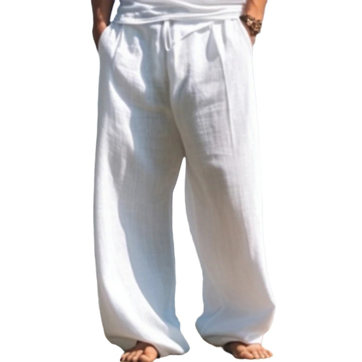 Vireous Men's Casual Baggy Pants, Beach Summer Trousers