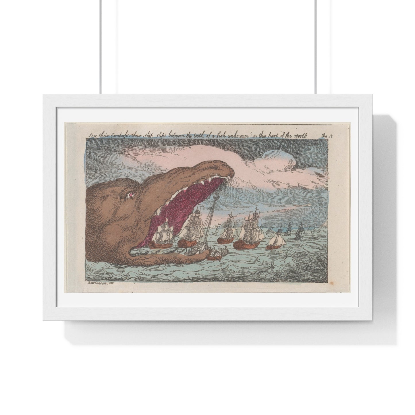 Lose their Compass, their Ship Slips Between the Teeth of a Fish Unknown in this Part of the World (1809) from the Original, Framed Print