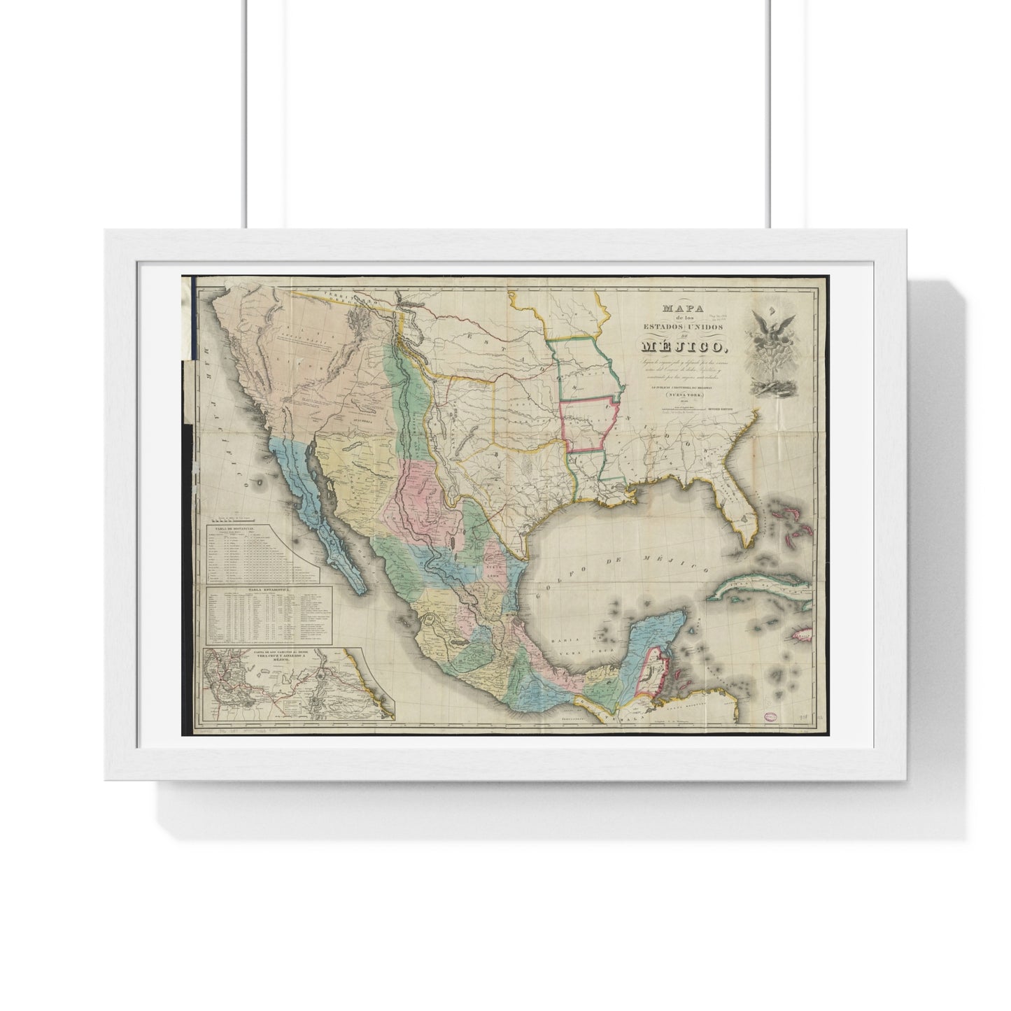 Mapa de los Estados Unidos de Méjico (1847) by John Disturnell, from the Original, Framed Art Print