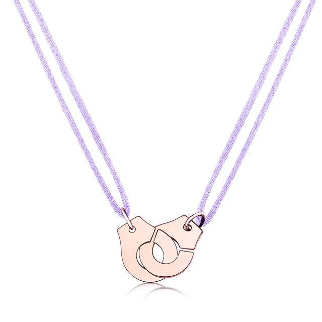 Handcuff Pendant Necklace, 925 Sterling Silver with Adjustable Cord