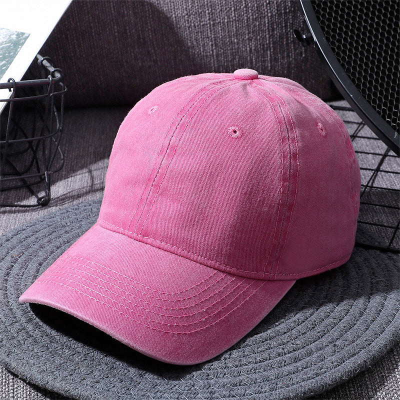 Washed Distressed-Look Simple Baseball Cap Unisex, Multi Colours