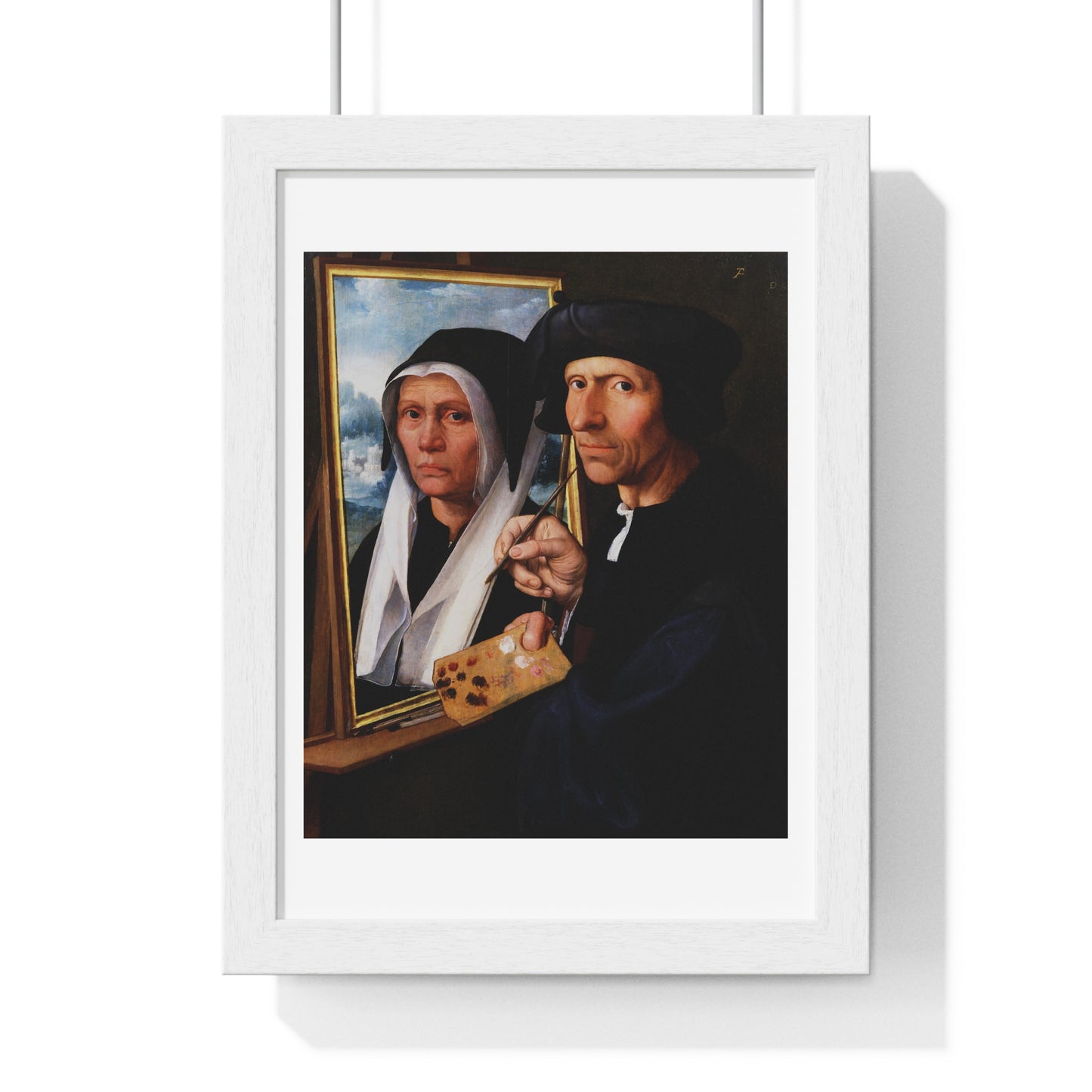 Jacob Cornelisz van Oostsanen Painting a Portrait of His Wife (circa 1550) by Dirck Jacobsz, from the Original, Framed Print