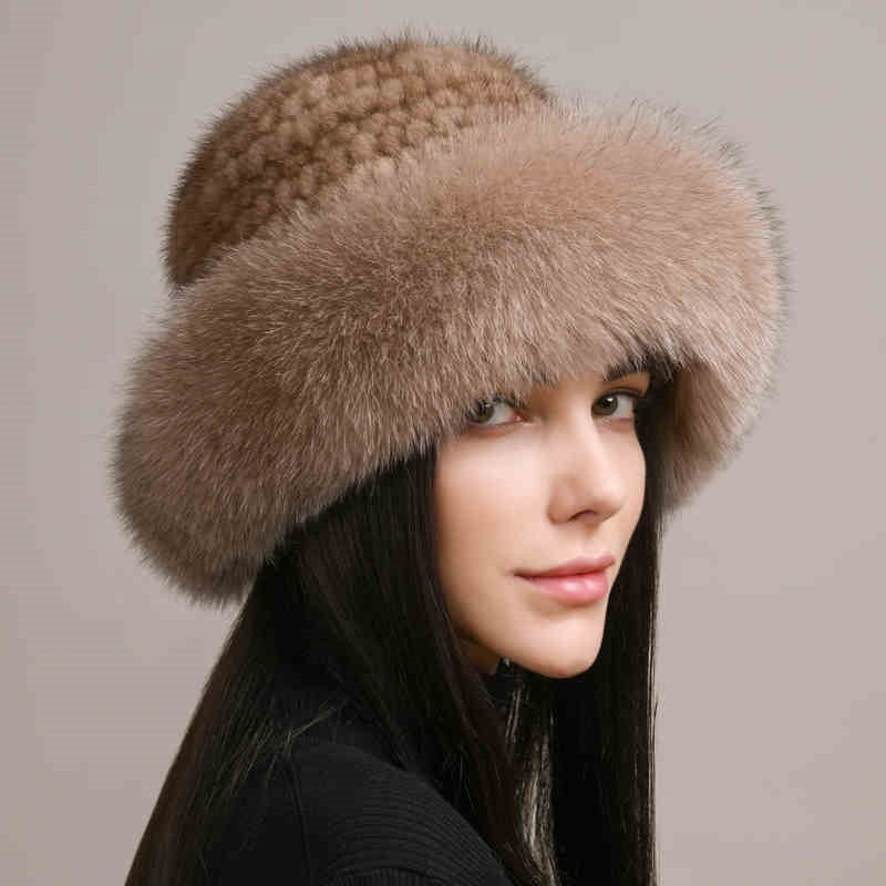 Mink Fur Hat Women's Braided Fur Winter Hat