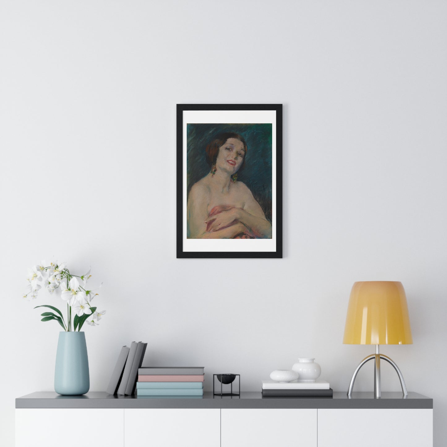 Model Holding Drapery (circa 1929) by Alice Pike Barney, from the Original, Framed Art Print