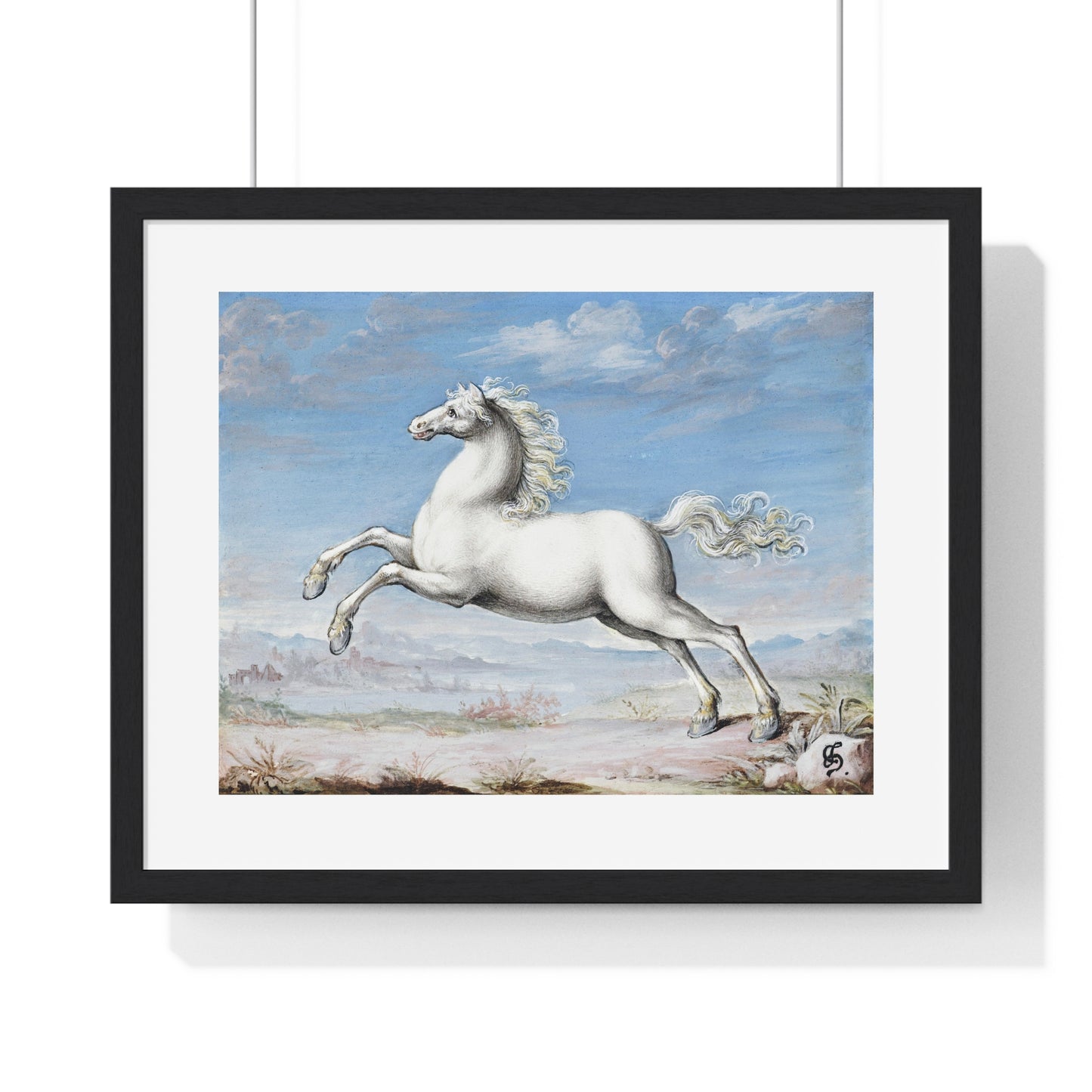 White Horse (1552–1601) by Joris Hoefnagel, from the Original, Framed Art Print