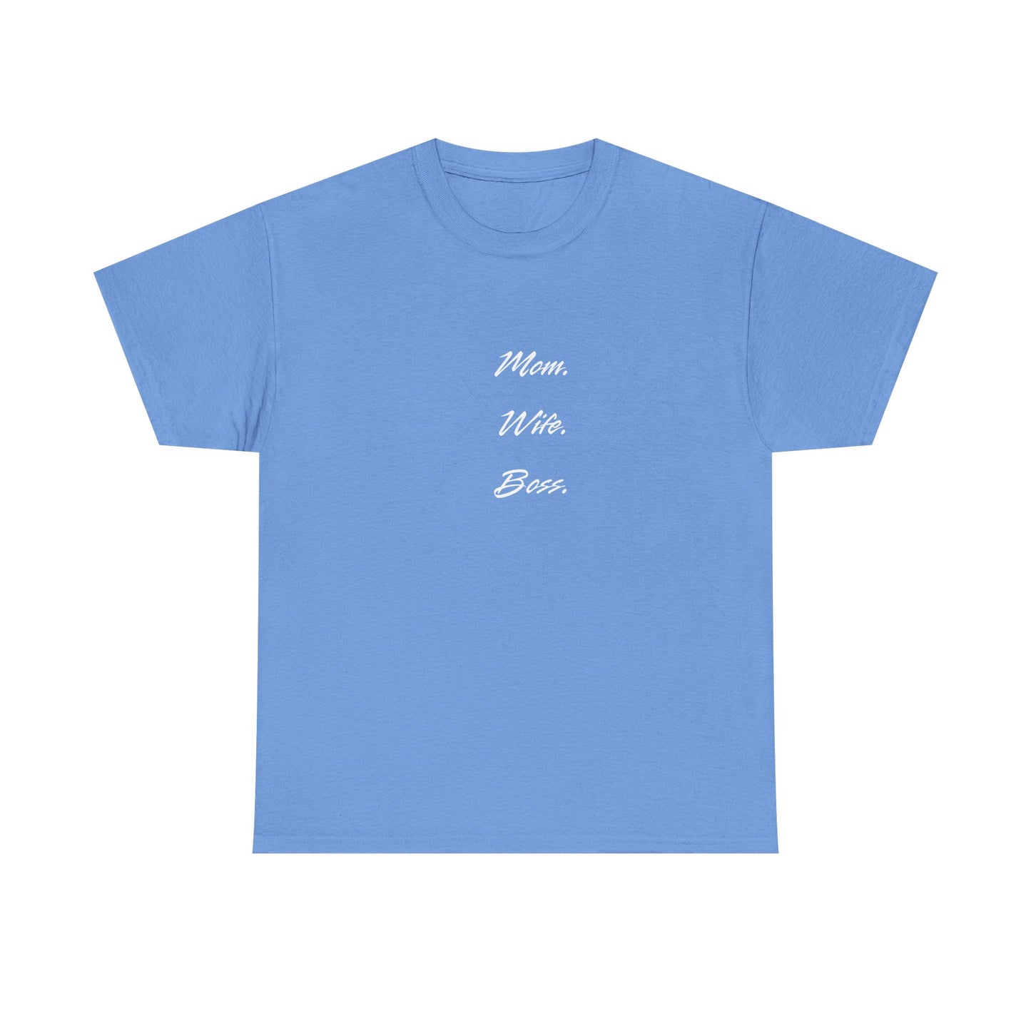 'Mom, Wife, Boss' Heavy Cotton T-Shirt Funny Mom Workout Mom Boss New Mum New Boss