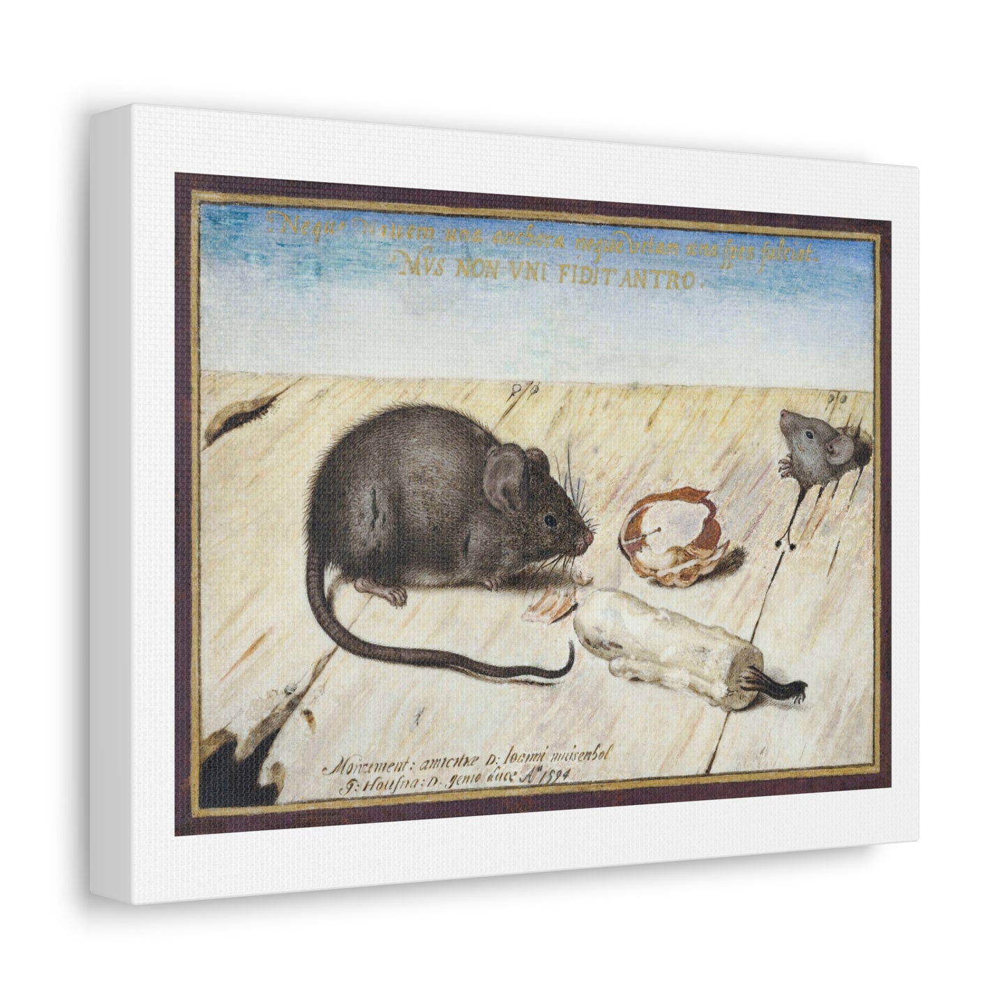 Two Mice (1594) by Joris Hoefnagel, from the Original, Art Print on Canvas