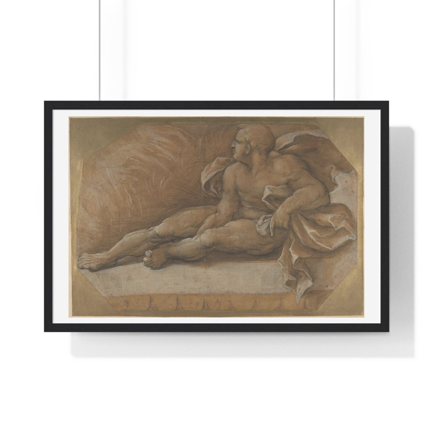 Nude Male Seated on the Ground (1535-1540) by Amico Aspertini, from the Original, Framed Art Print