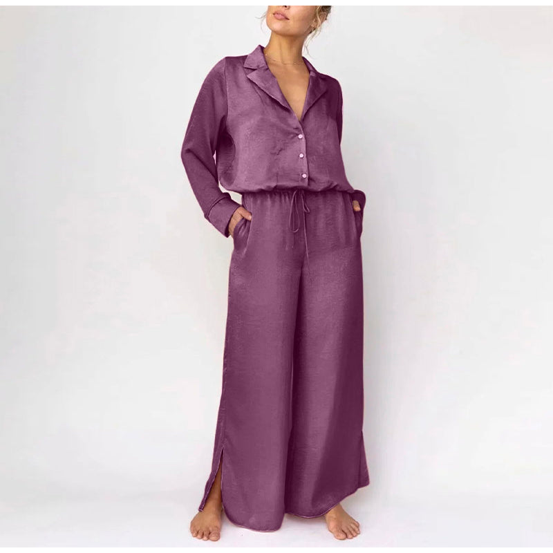 Vireous Women's Loose Fit V-Neck Pyjamas Set