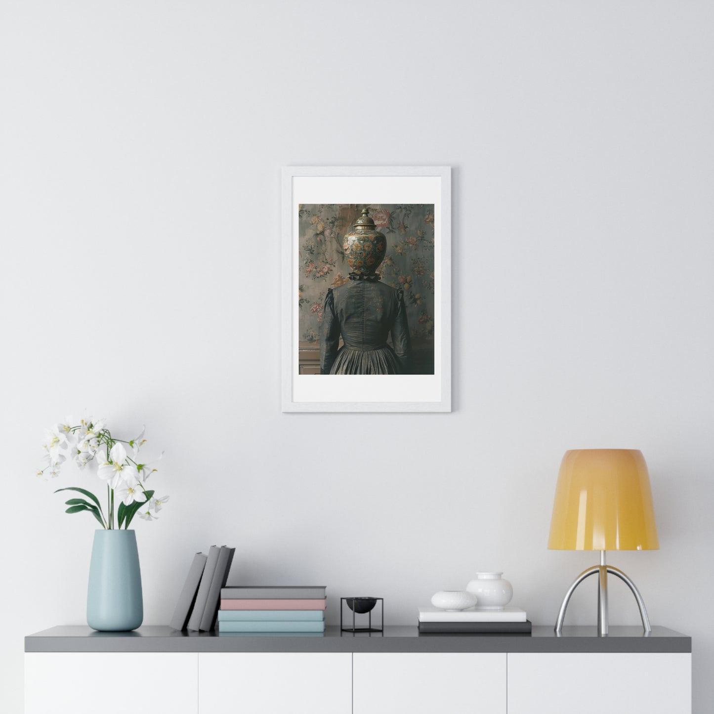 Head Replacement II, Abstract Art 'Designed by AI', Framed Art Print