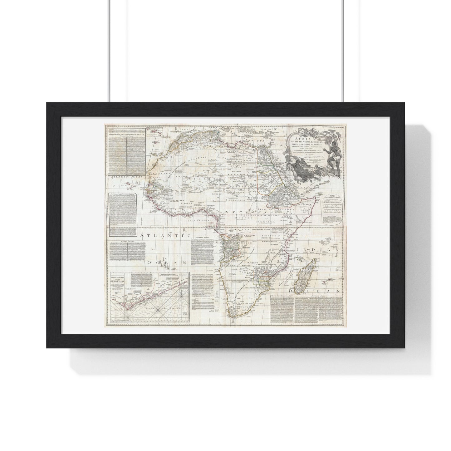 Historically Significant Map of Africa (1794) by Samuel Boulton, from the Original, Framed Art Print