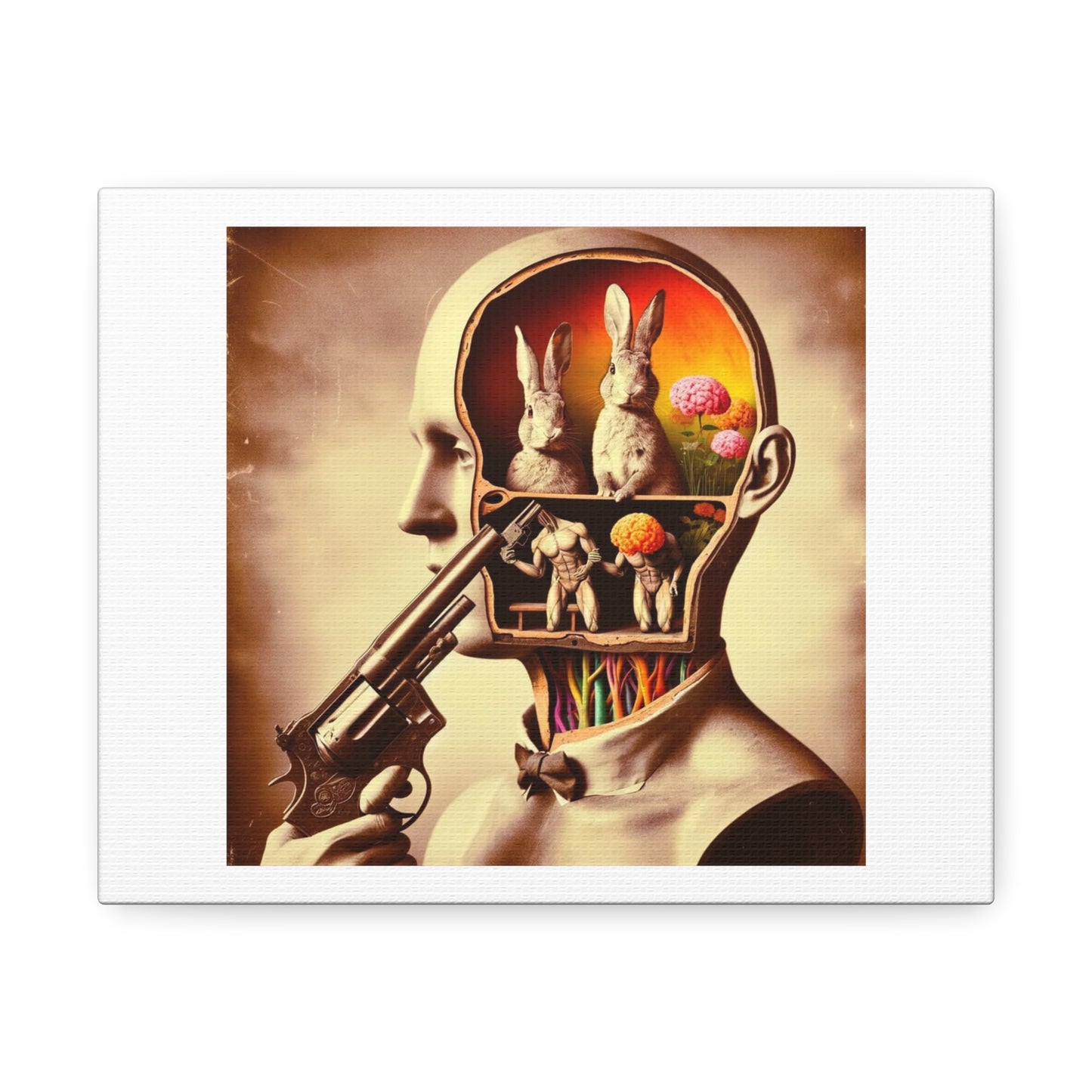 Absurdist Art, Cross Section of the Human Mind 'Designed by AI' Print on Canvas