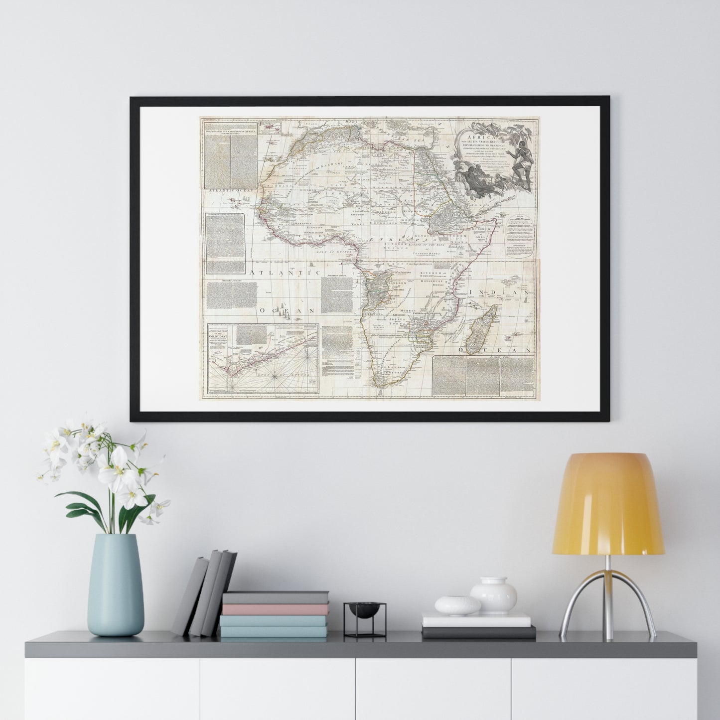 Historically Significant Map of Africa (1794) by Samuel Boulton, from the Original, Framed Art Print