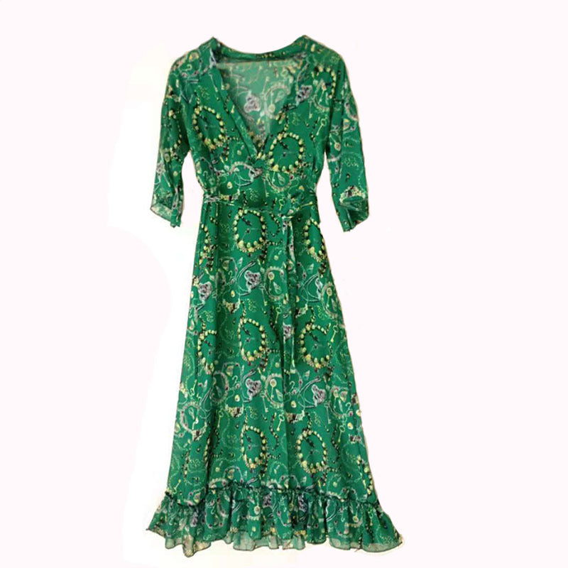 Abstract Print Women's Long Flowing Hippy Kaftan Dress