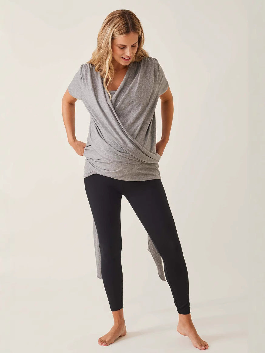 Summer Mother and Child Short-Sleeve Postpartum Nursing Top