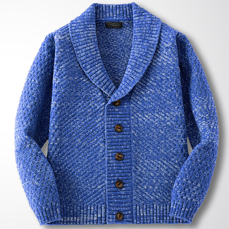 Men's Long-Sleeve Thick Needlepoint Sweater