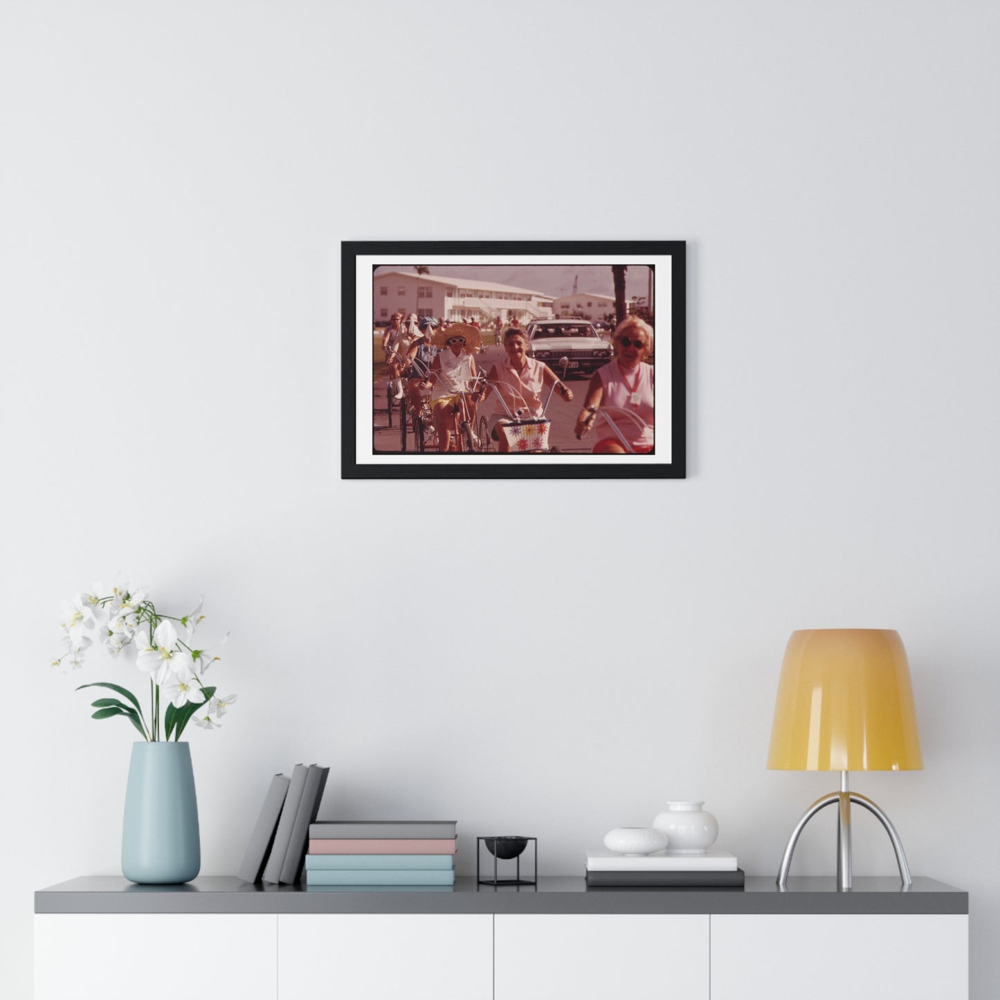 Tricycle Club at the Century Village Retirement Community (circa 1973) Vintage Photography by Flip Schulke, Framed Print
