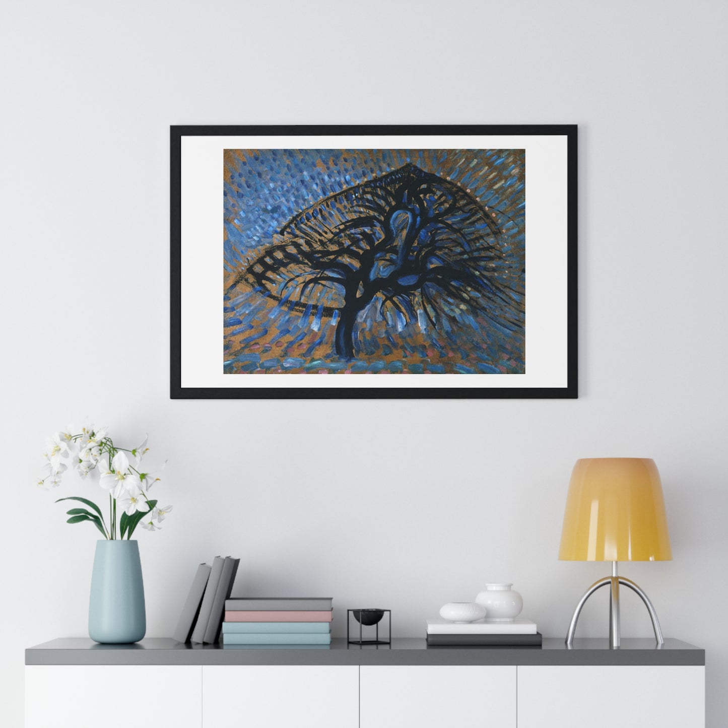 Apple Tree, Pointillist Version (1908–1909) by Piet Mondrian, from the Original, Framed Art Print