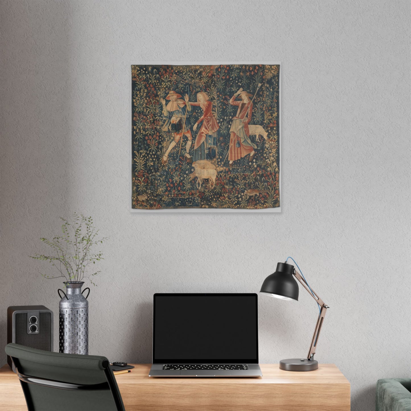 Shepherd and Shepherdesses, South Netherlandish Tapestry (1500–1530) Canvas Art Print