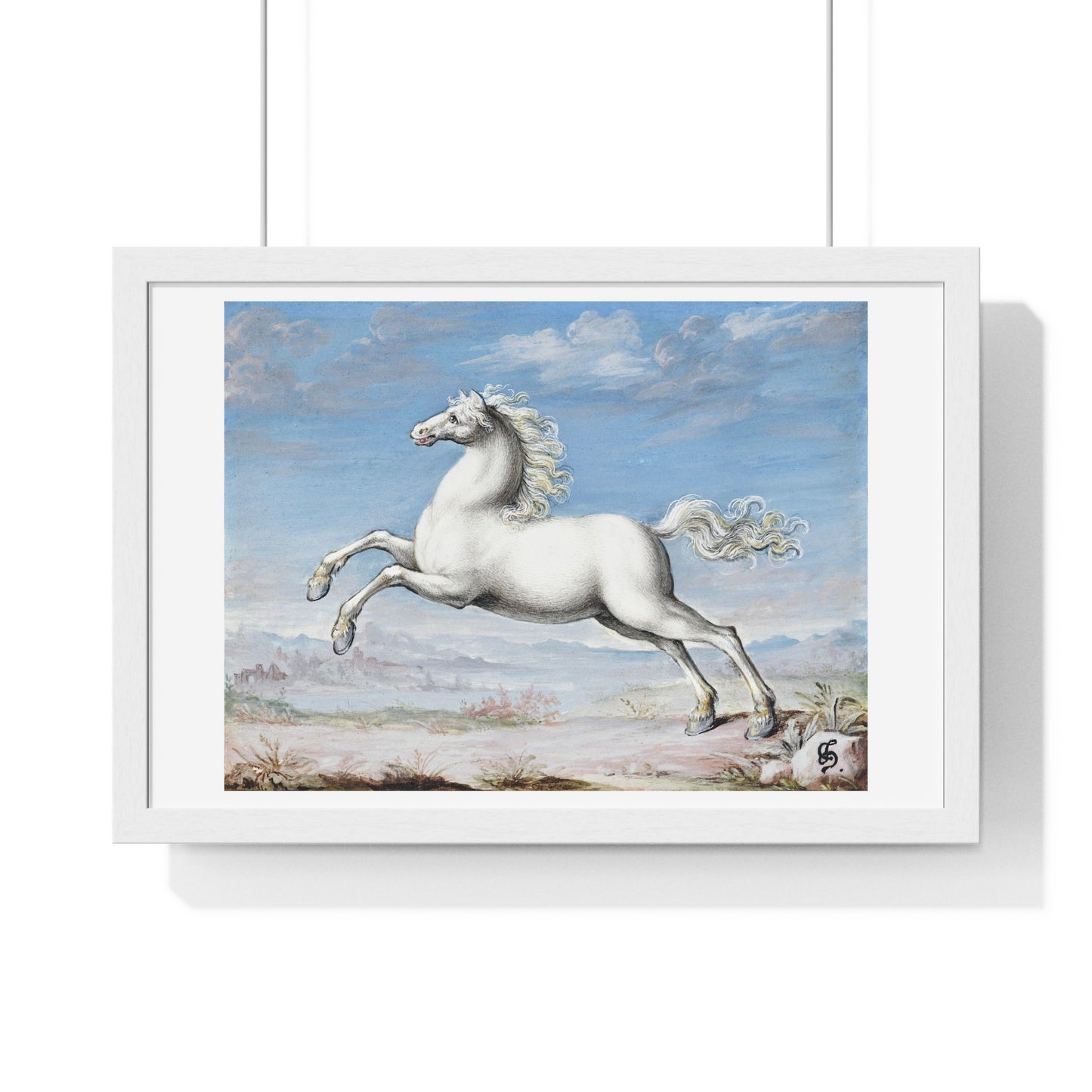 White Horse (1552–1601) by Joris Hoefnagel, from the Original, Framed Art Print