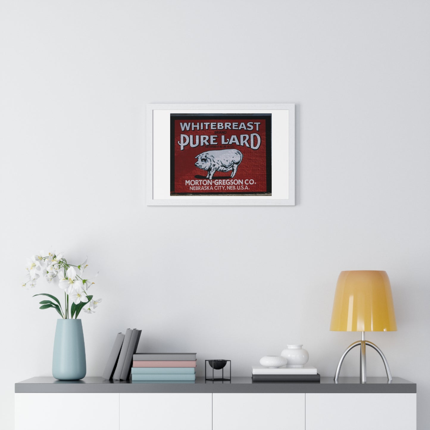 Advertising Art, One of Seven Nebraska City Murals, by Kent Schwartz, Framed Print